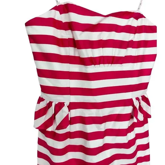 lilly pulitzer peplum dress Lilly Pulitzer ABREE PEPLUM DRESS Prosseco Pink Lagoon Jacquard Gold 8